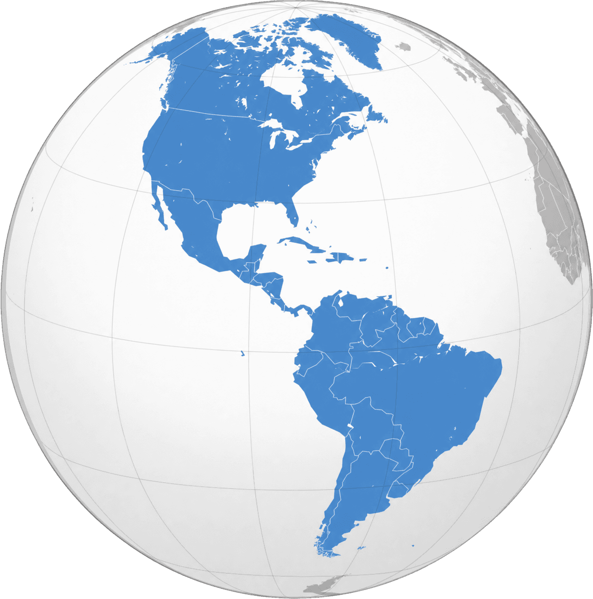 Globe highlighting the Americas